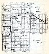 Roseau County 2, Spruce Valley, Norland, Algoma, Enstrom, Cedar Bend, Moranville, Laona, Malling, America River Oaks, Minnesota State Atlas 1954